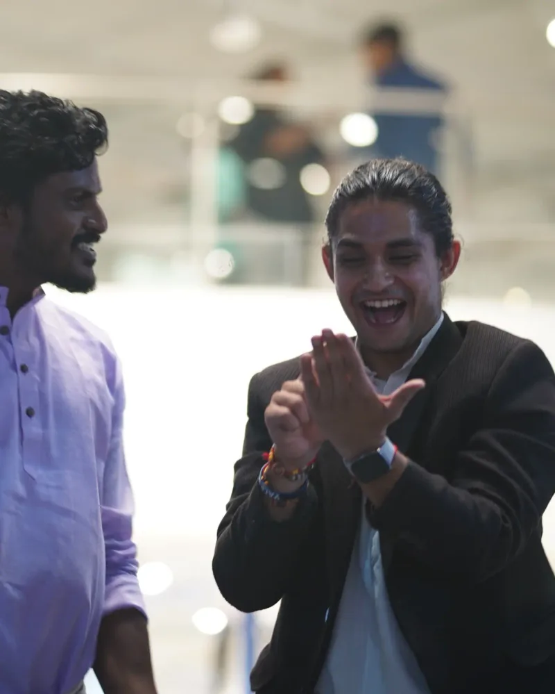 B.S.E. Nukkad Natak: I share a laughing exchange with a fellow performer