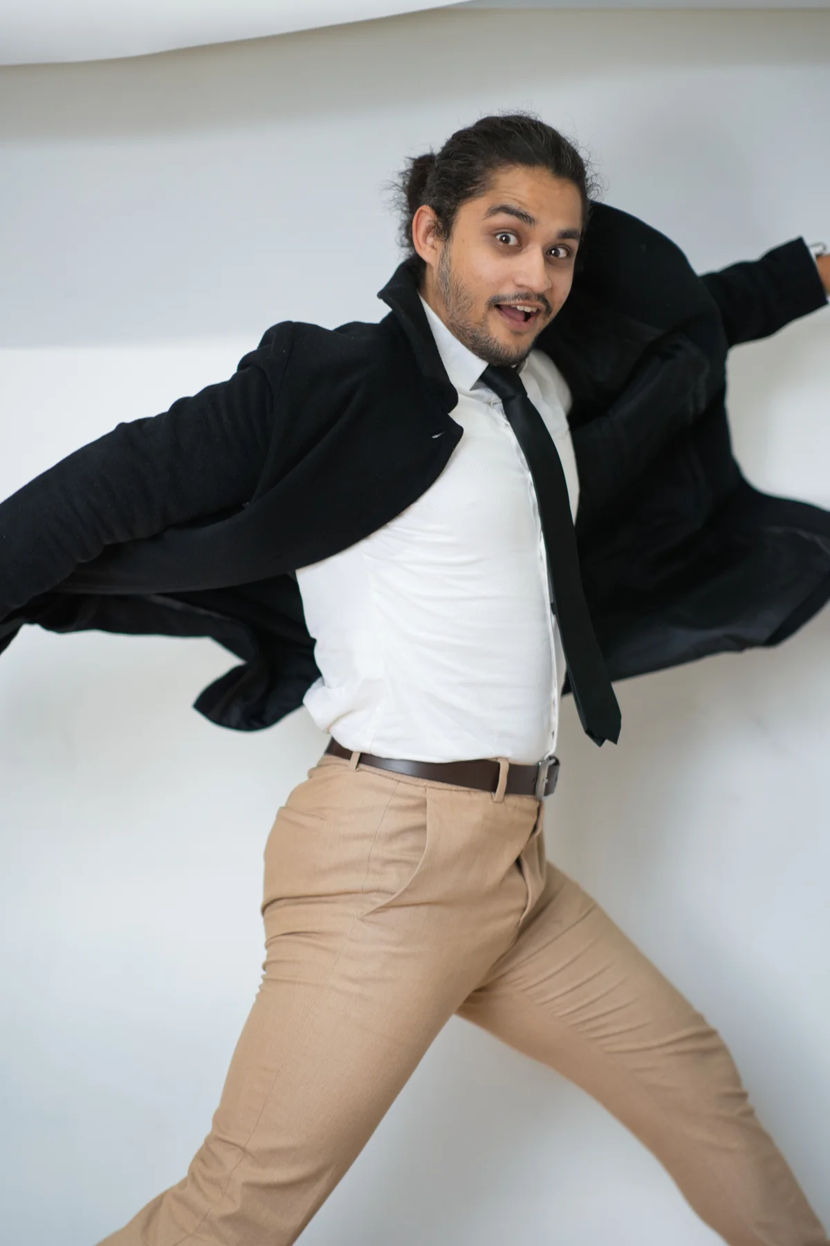 I hold an expressive pose